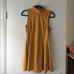 Mustard mock turtleneck dress